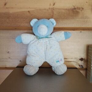 Vintage Eden Baby Teddy Bear Soft Plush Rattle Stripes Poka Dots  8.5"